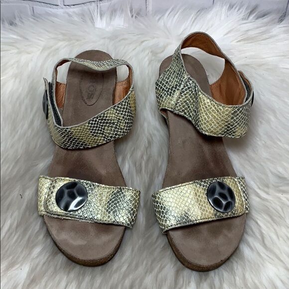 Taos Carousel 2 Tan Snakeskin Wedge Sandal Sz 9.5 - Picture 3 of 7